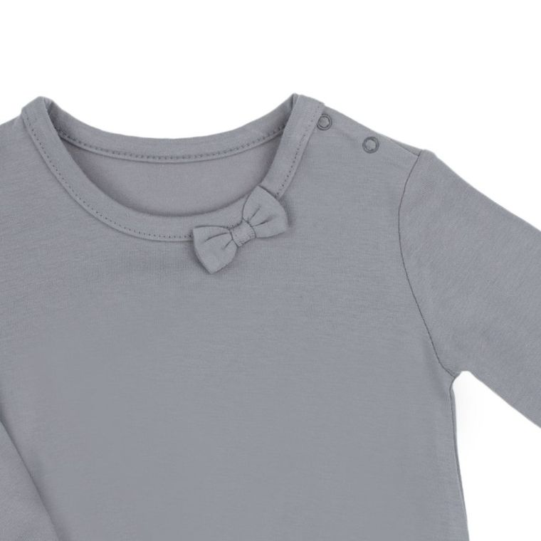 Bluzka dziewczęca z długim rękawem, grafitowa, Nicol