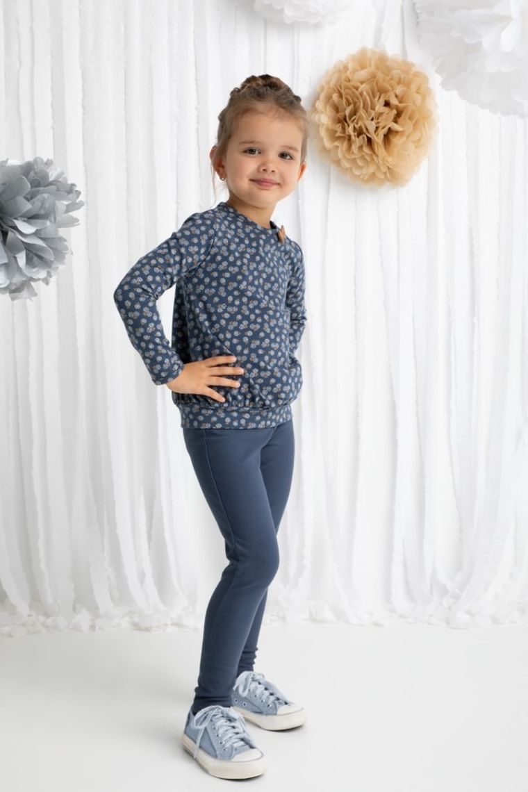 Bluzka dziewczęca z długim rękawem, granatowa, Nicol
