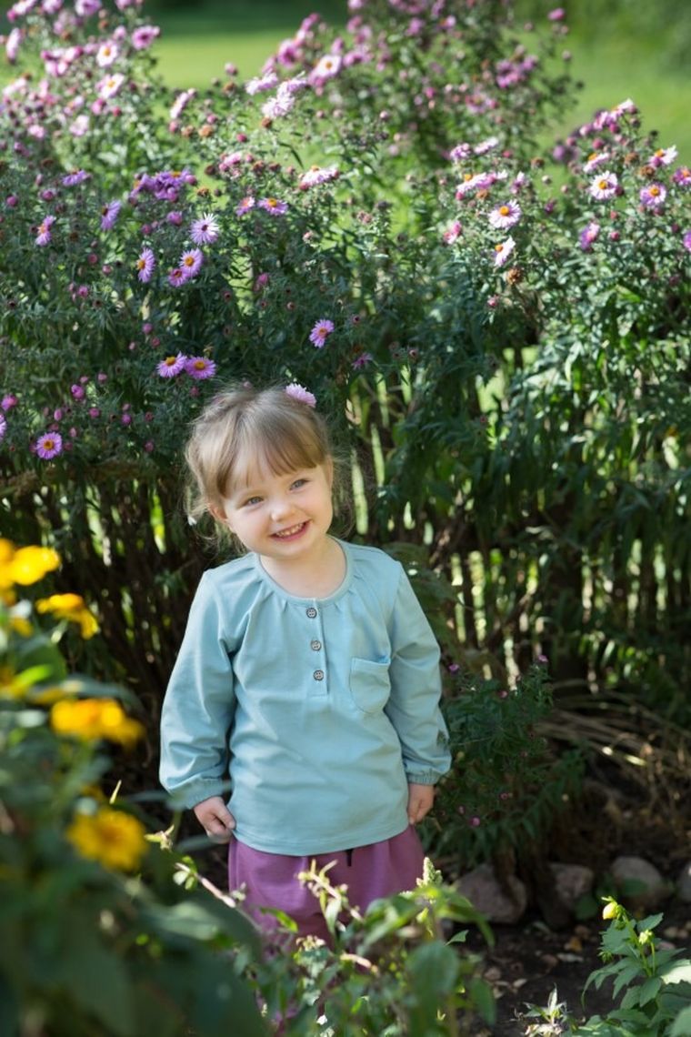 Bluzka dziewczęca z długim rękawem, miętowa, Pinokio