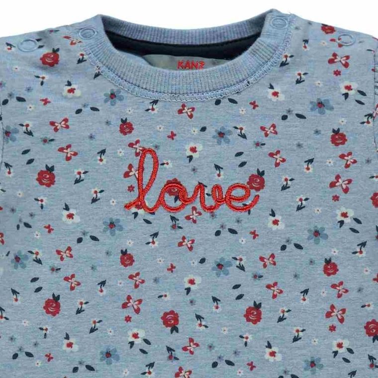 Bluzka dziewczęca z długim rękawem, niebieska, Kanz