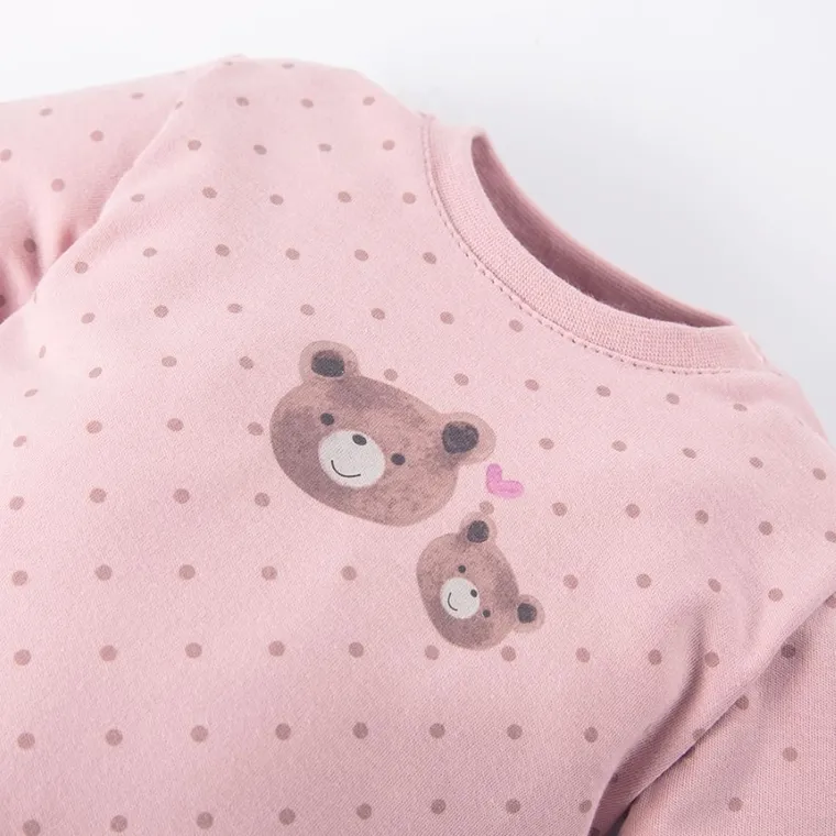 Bluzka dziewczęca z długim rękawem, różowa, Eevi