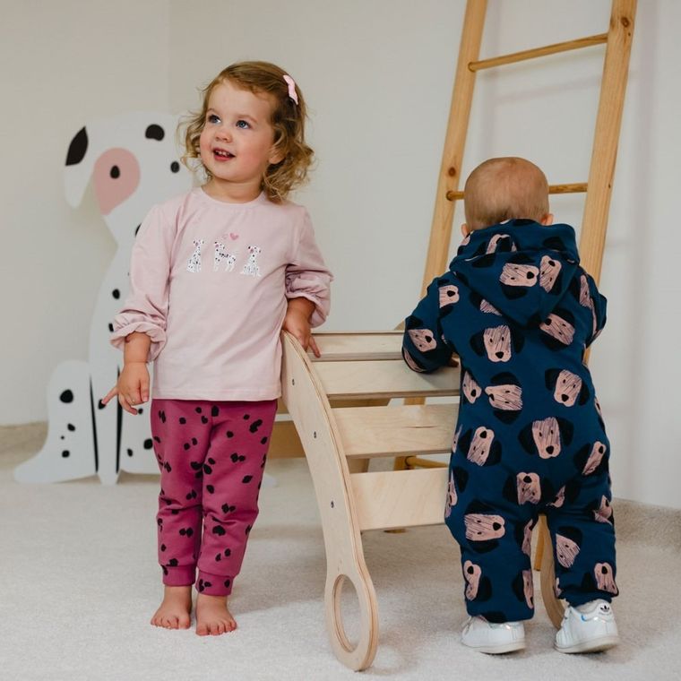 Bluzka dziewczęca z długim rękawem, różowa, Eevi