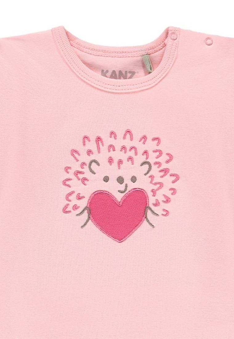 Bluzka dziewczęca z długim rękawem, różowa, Kanz