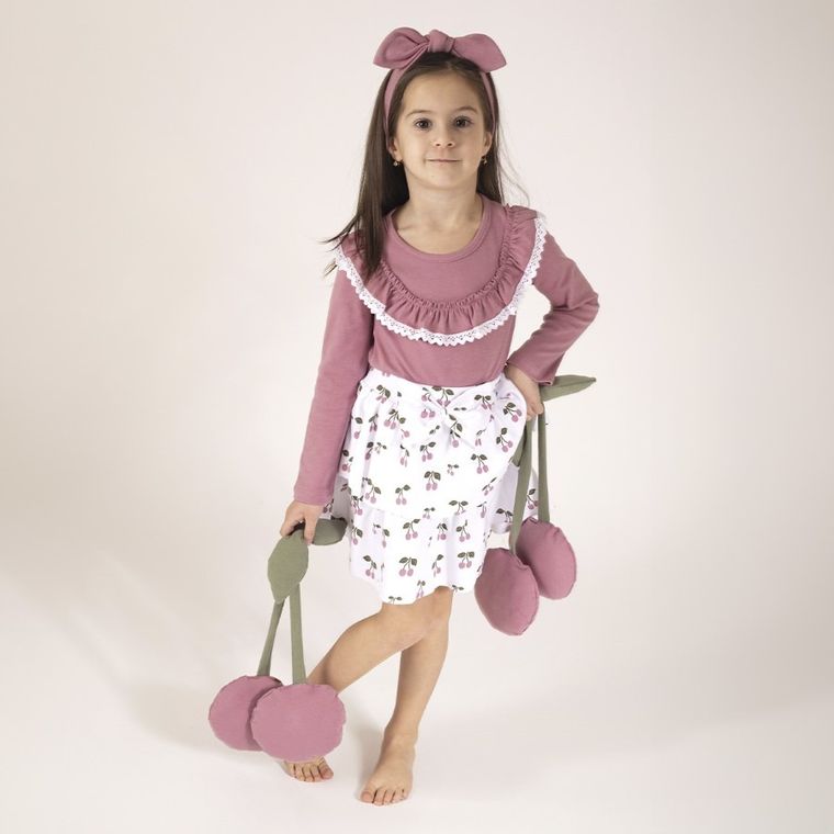 Bluzka dziewczęca z długim rękawem, różowa, Nicol