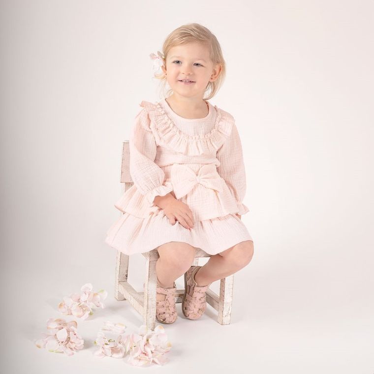 Bluzka dziewczęca z długim rękawem, różowa, Nicol