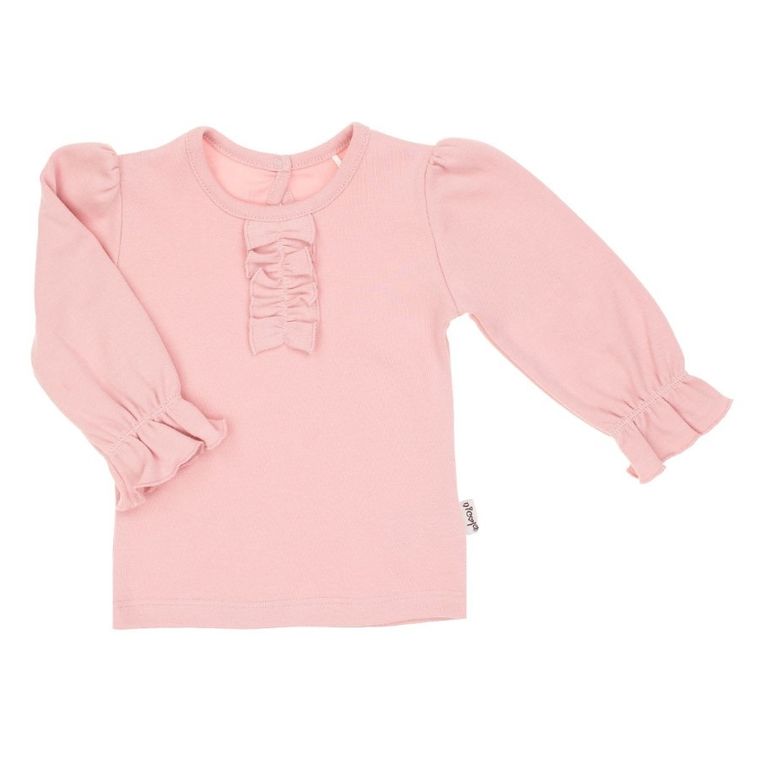 Bluzka dziewczęca z długim rękawem, różowa, Nicol