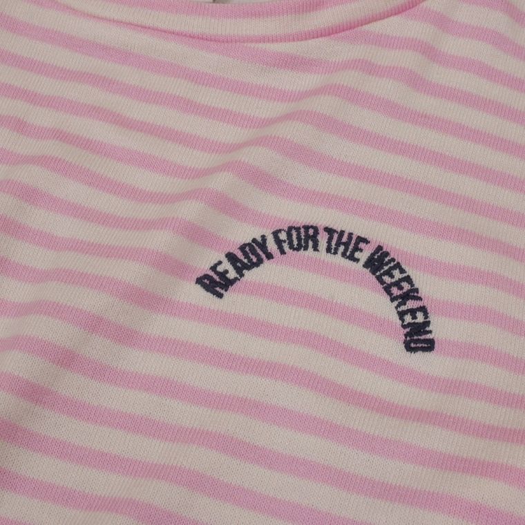 Bluzka dziewczęca z długim rękawem, różowo-biała, Tom Tailor