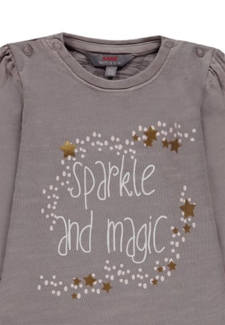 Bluzka dziewczęca z długim rękawem, szara, Kanz