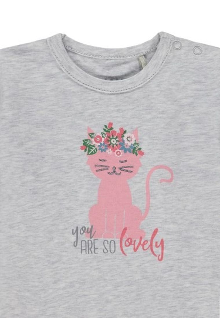 Bluzka dziewczęca z długim rękawem, szara, Kanz