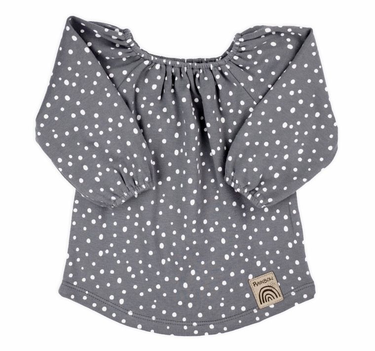 Bluzka dziewczęca z długim rękawem, szara, Nicol