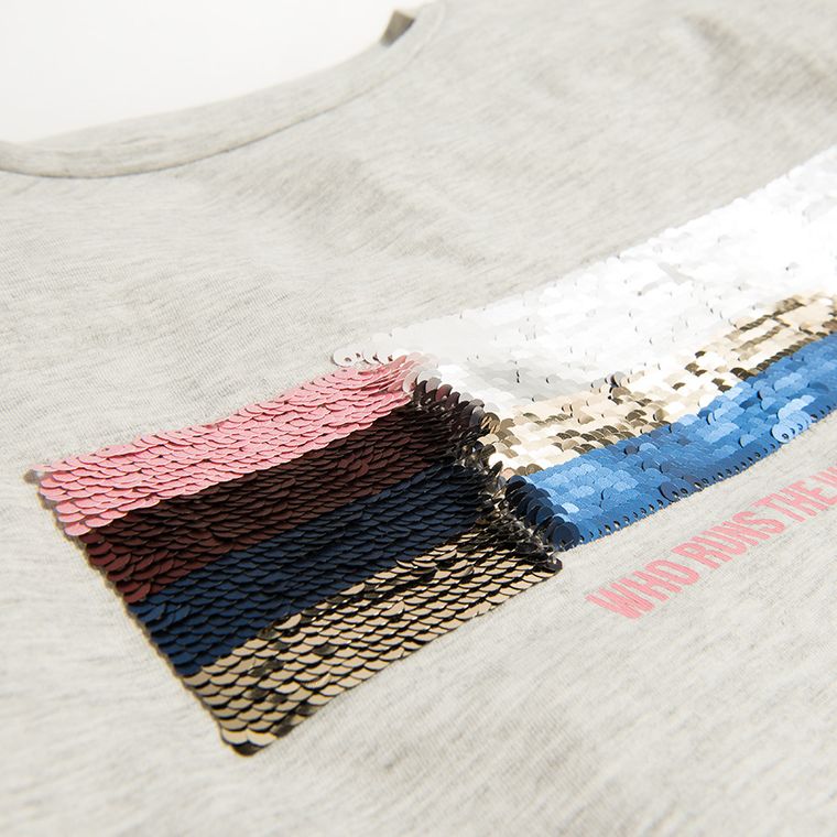 Bluzka dziewczęca z długim rękawem, szara, Tom Tailor