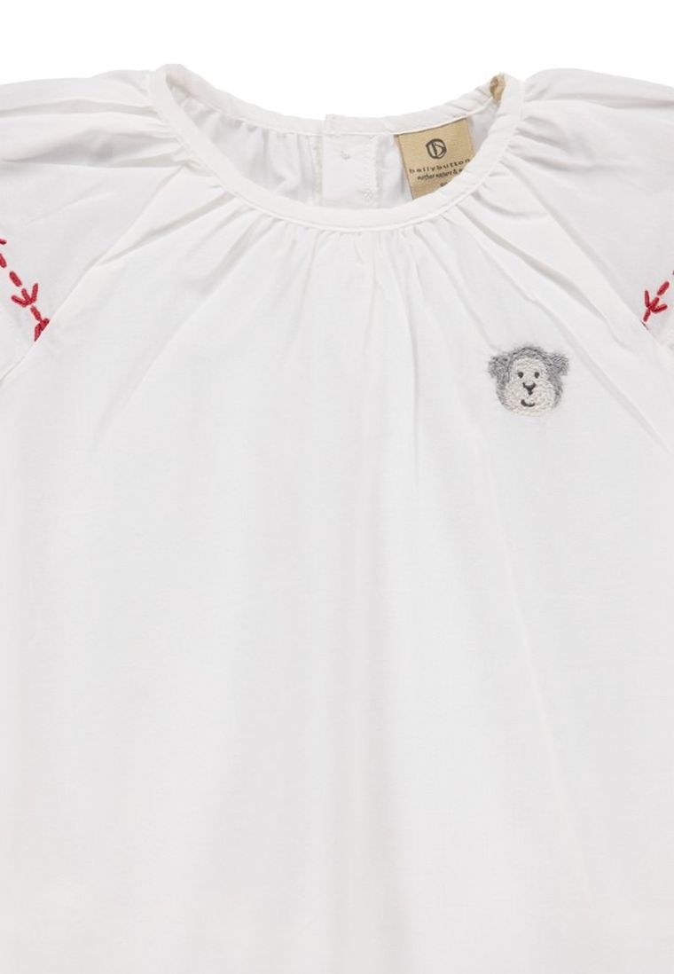 Bluzka dziewczęca z krótkim rękawem, bawełna organiczna, ecru, Bellybutton