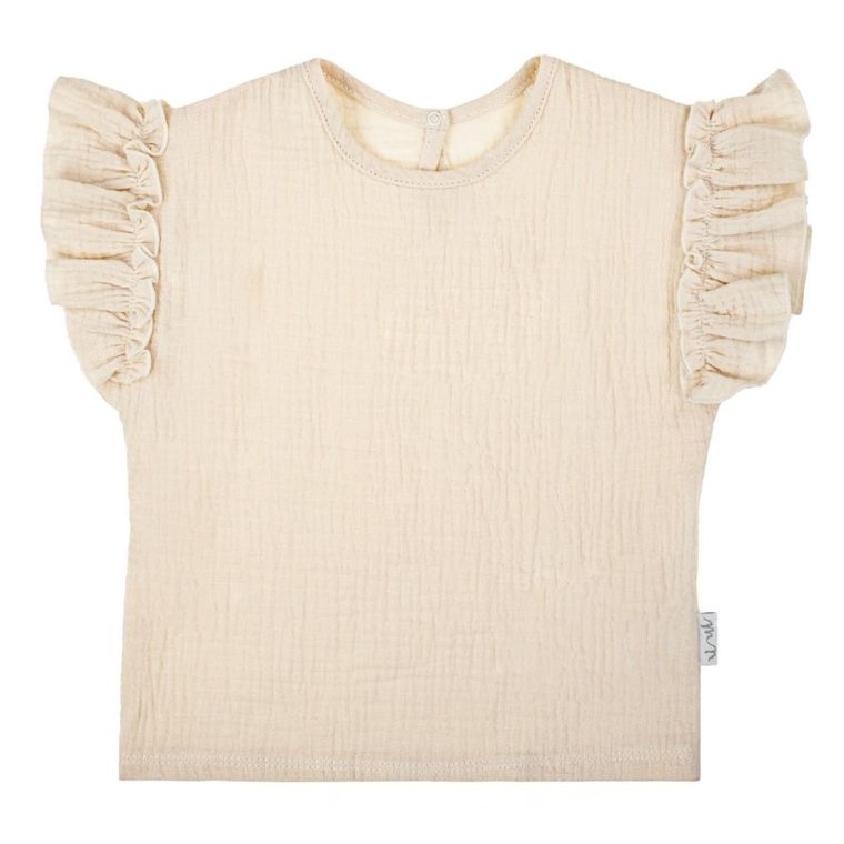 Bluzka dziewczęca z krótkim rękawem, beżowa, Nicol