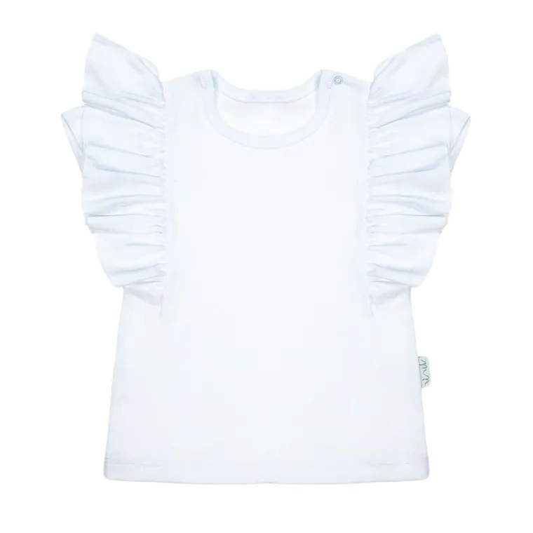 Bluzka dziewczęca z krótkim rękawem, biała, Nicol