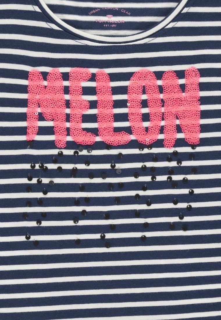 Bluzka dziewczęca z krótkim rękawem, biało-granatowa, Tom Tailor