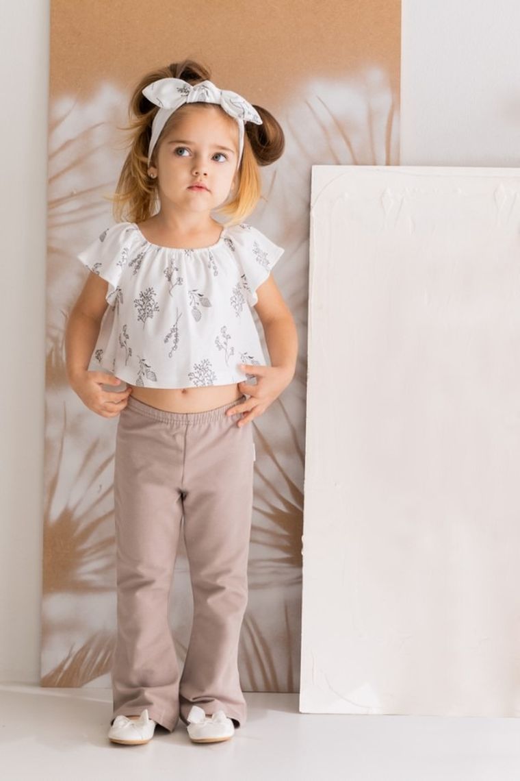 Bluzka dziewczęca z krótkim rękawem, ecru, Nicol