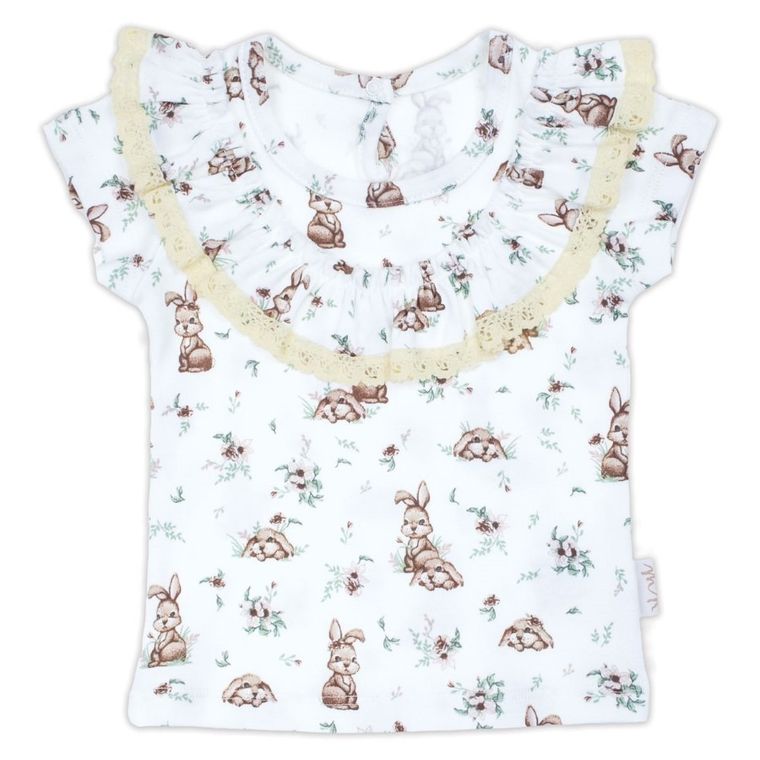 Bluzka dziewczęca z krótkim rękawem, ecru, Nicol