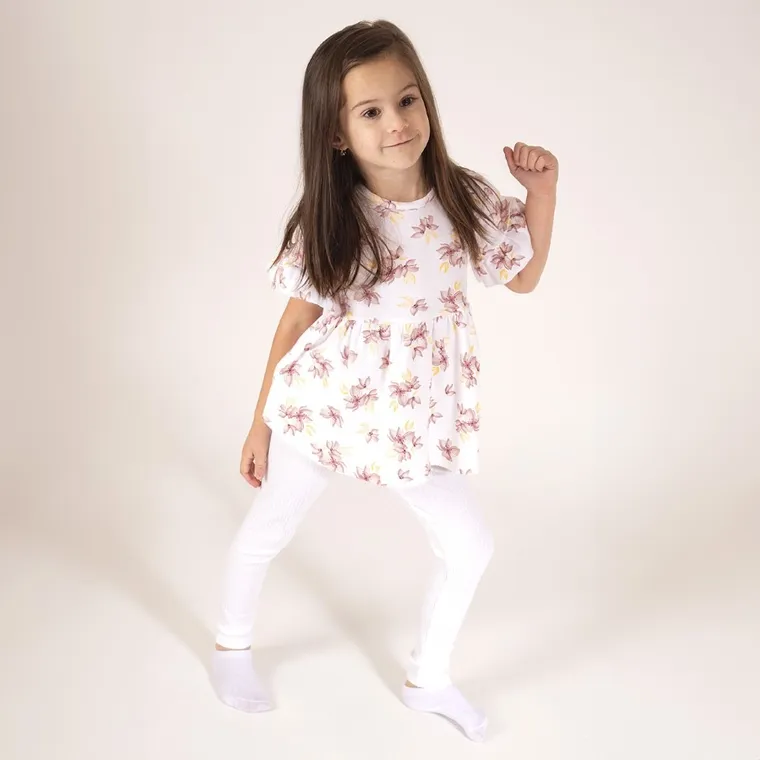 Bluzka dziewczęca z krótkim rękawem, ecru, Nicol