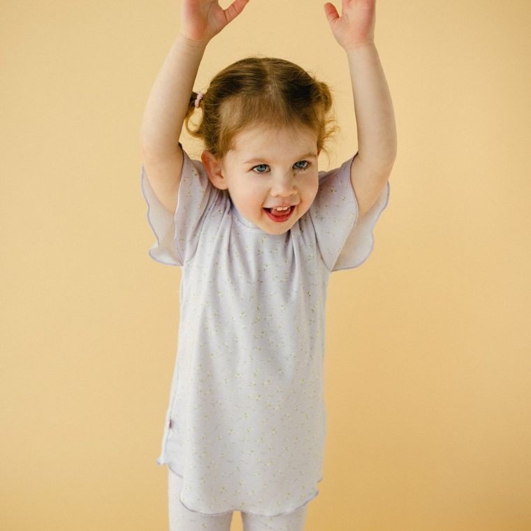 Bluzka dziewczęca z krótkim rękawem, fioletowa, Eevi