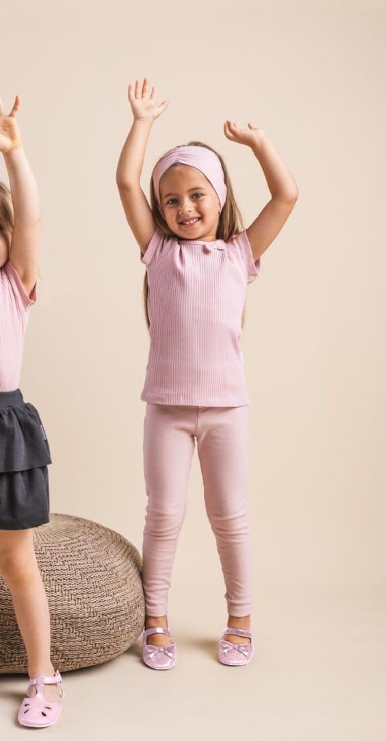 Bluzka dziewczęca z krótkim rękawem, prążkowana, różowa, Nicol
