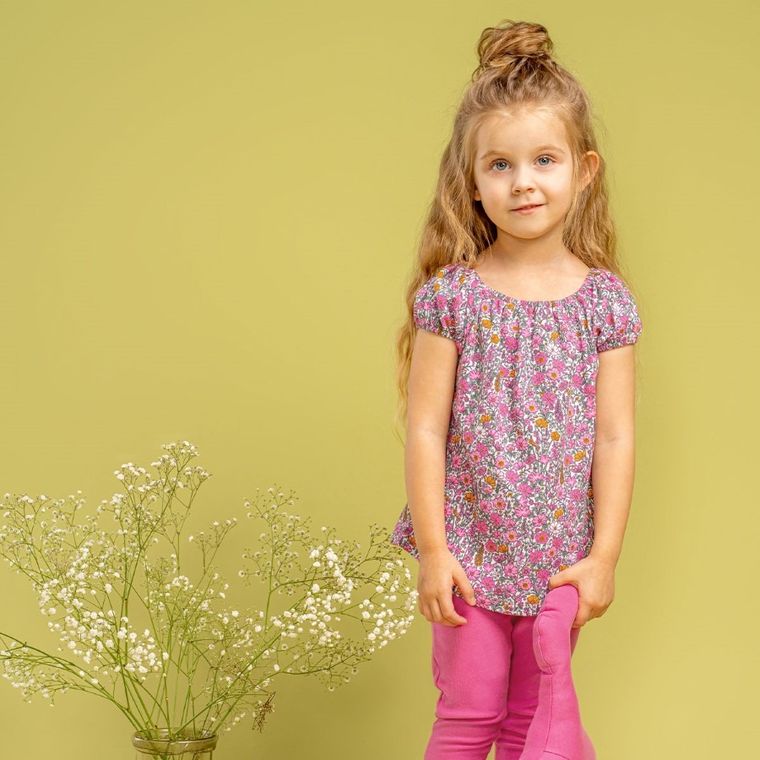 Bluzka dziewczęca z krótkim rękawem, różowa, Nicol
