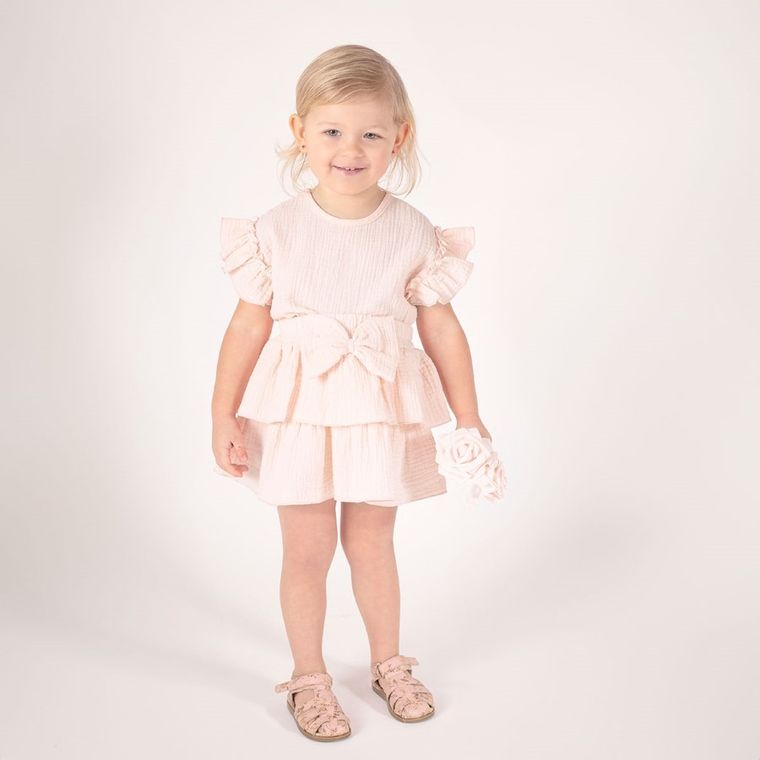 Bluzka dziewczęca z krótkim rękawem, różowa, Nicol