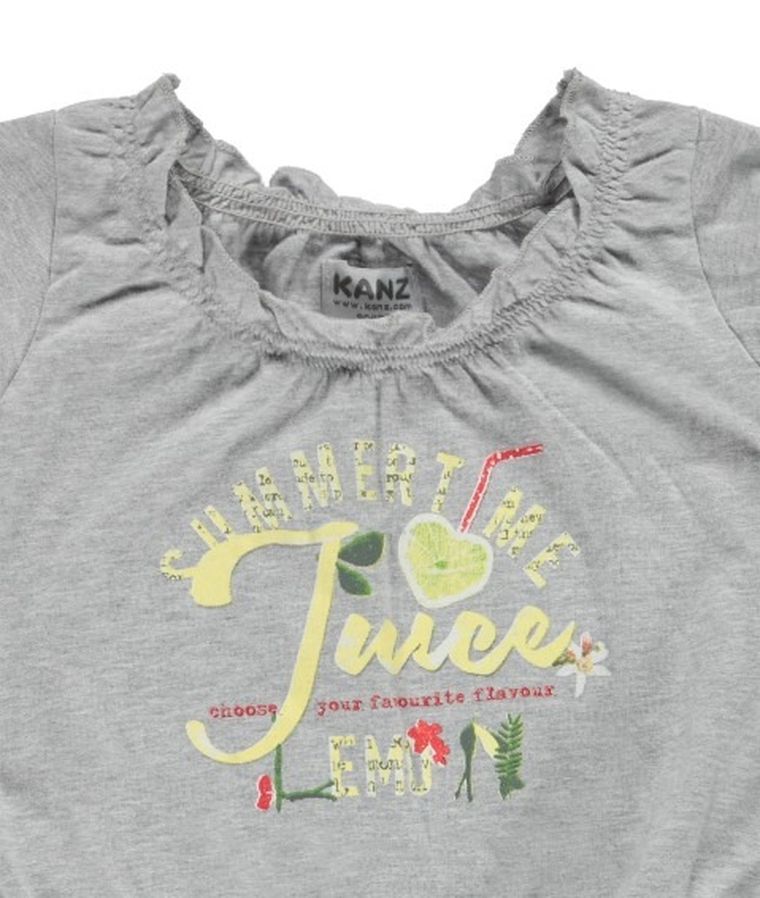 Bluzka dziewczęca z krótkim rękawem, szara, Kanz