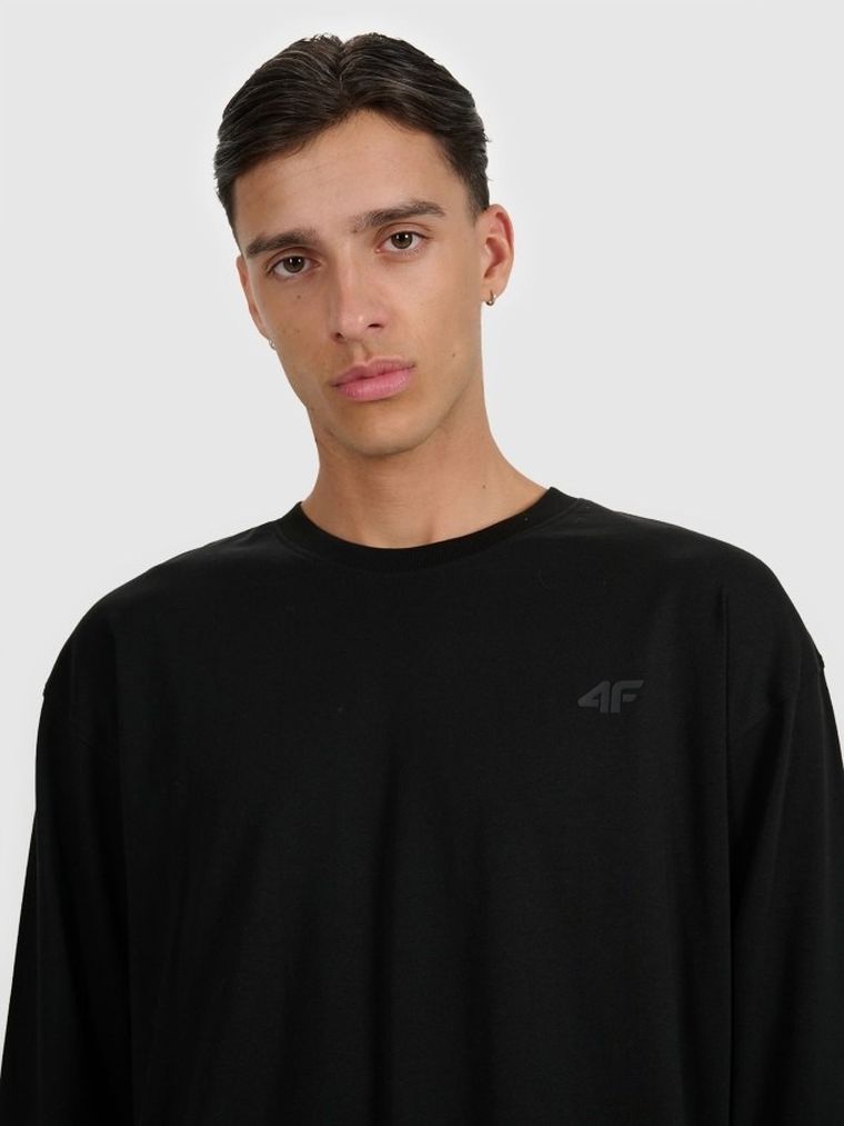 Bluzka męska z długim rękawem, czarna, 4F