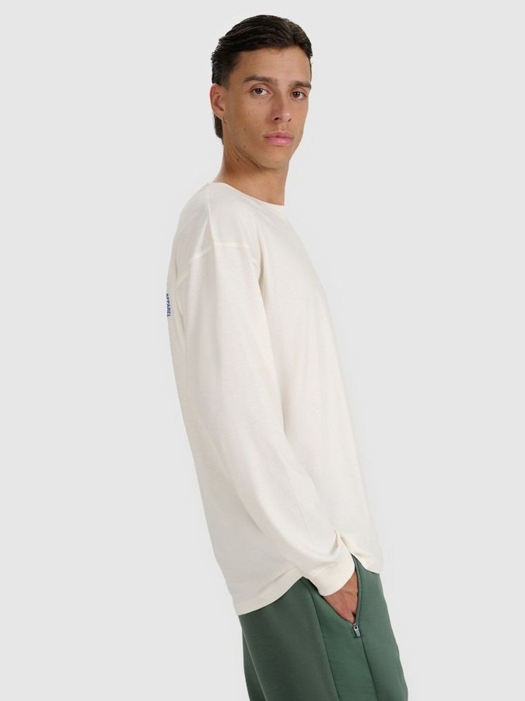 Bluzka męska z długim rękawem, ecru, 4F