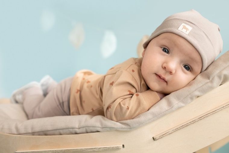 Bluzka niemowlęca z długim rękawem, bawełna organiczna, brązowa, Pinokio