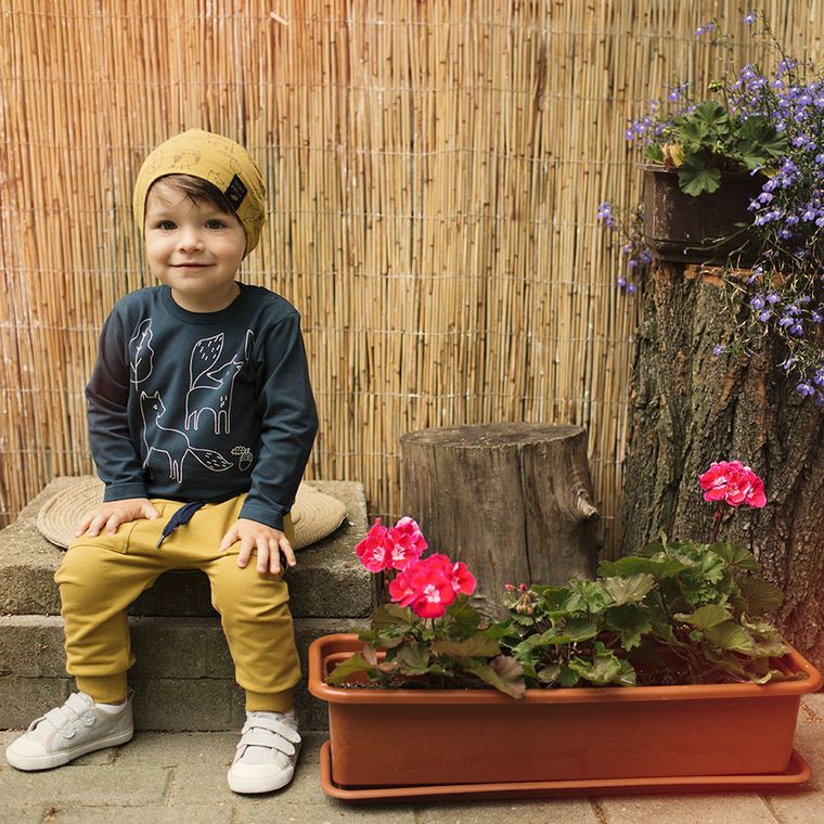 Bluzka niemowlęca z długim rękawem, granatowa, Pinokio