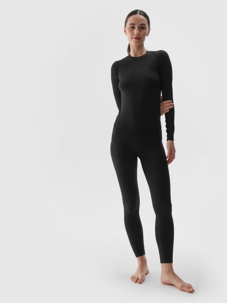 Bluzka termoaktywna damska z długim rękawem, czarna, 4F