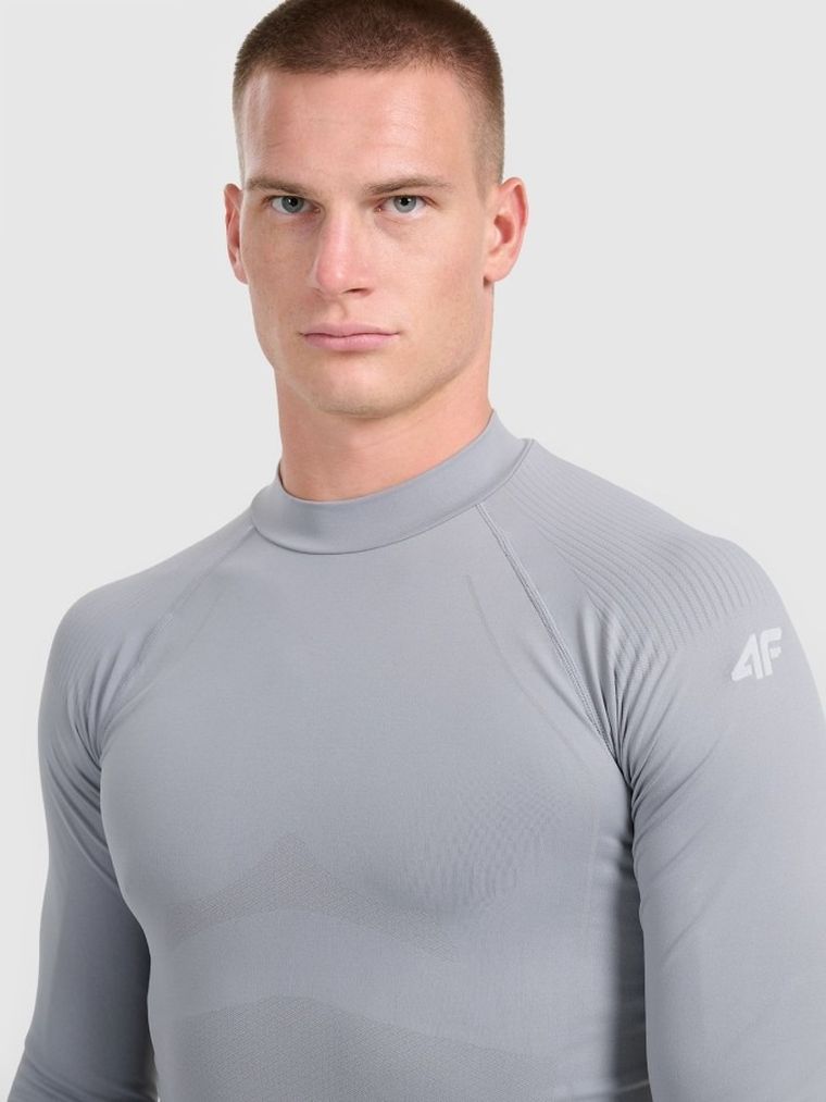 Bluzka termoaktywna męska z długim rękawem, szara, 4F