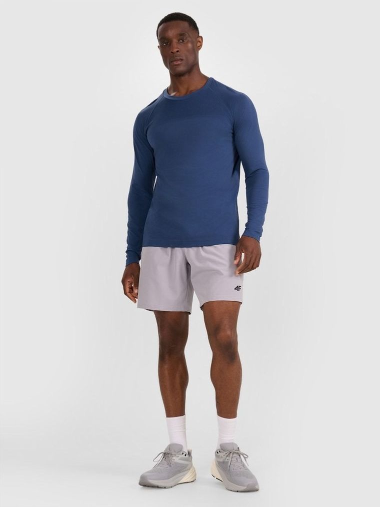 Bluzka treningowa męska z długim rękawem, granatowa, 4F