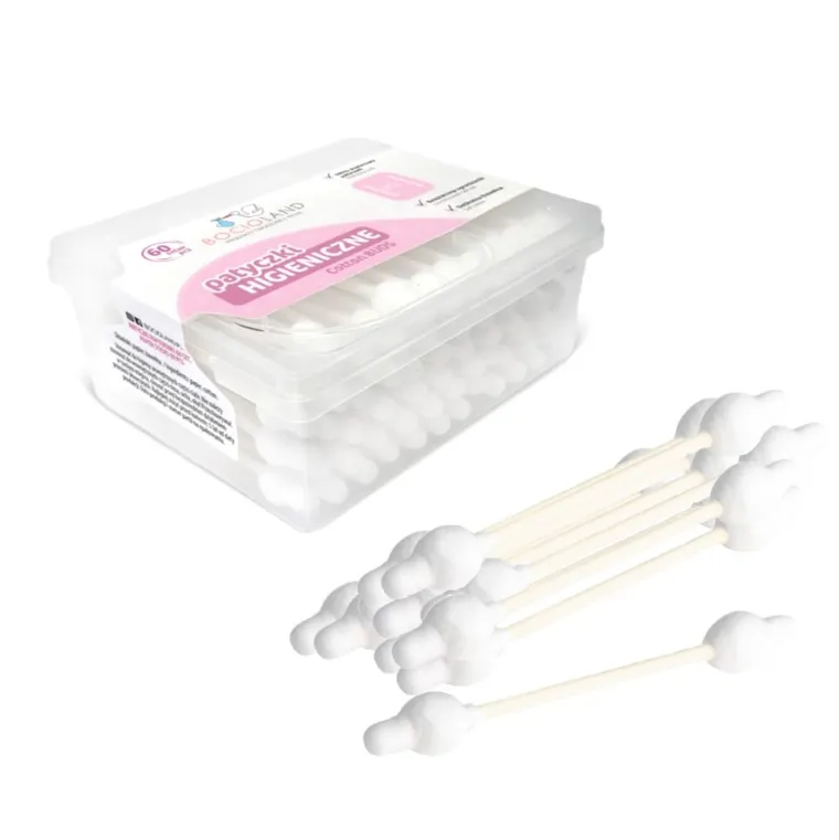 Bocioland, bawełniane patyczki do uszu z ogranicznikiem, 60 szt.