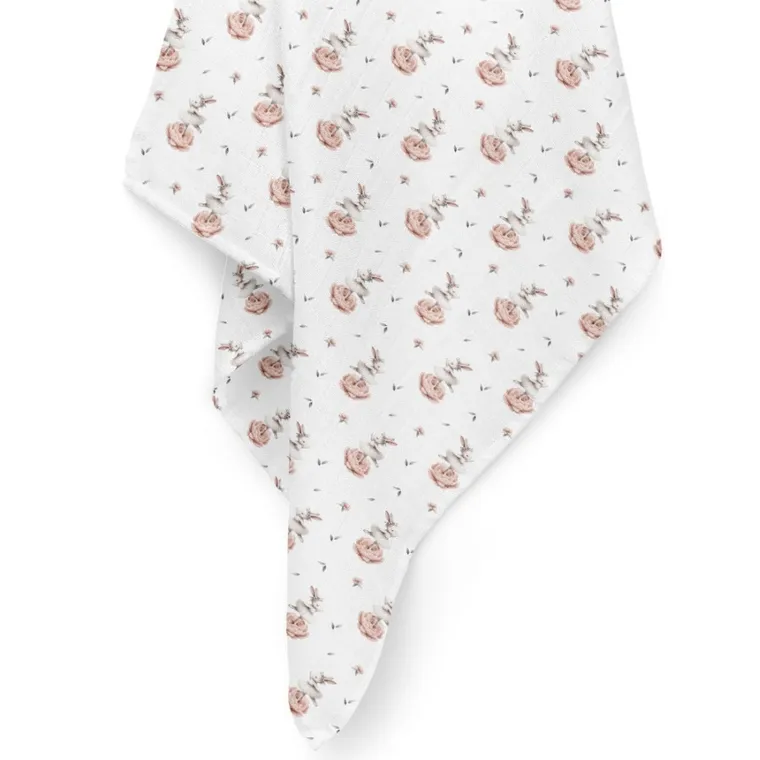 Bocioland, Króliczki, pieluszka bambusowa, 110-110 cm