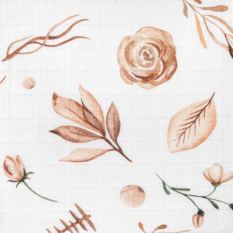 Bocioland, Kwiaty Boho, pieluszka bambusowa, 30-30 cm