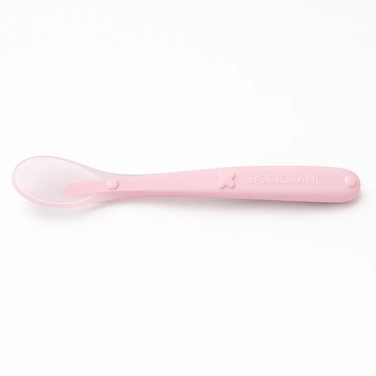Bocioland, łyżeczka silikonowa, różowa