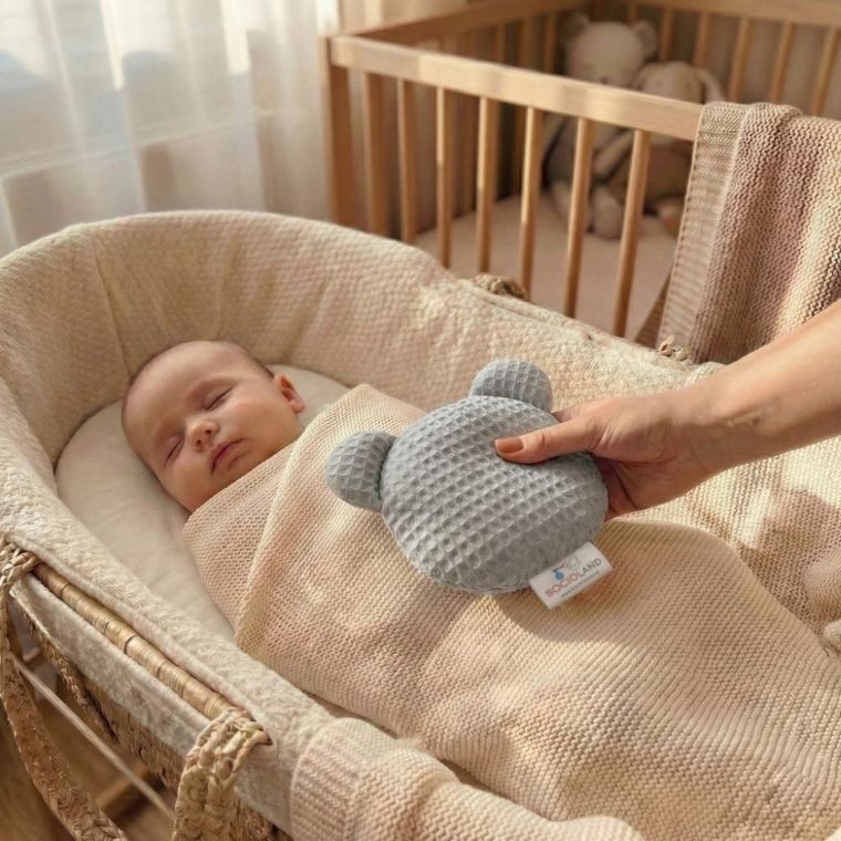 Bocioland, Miś, termofor z pestek wiśni z lawendą, wafel, szary