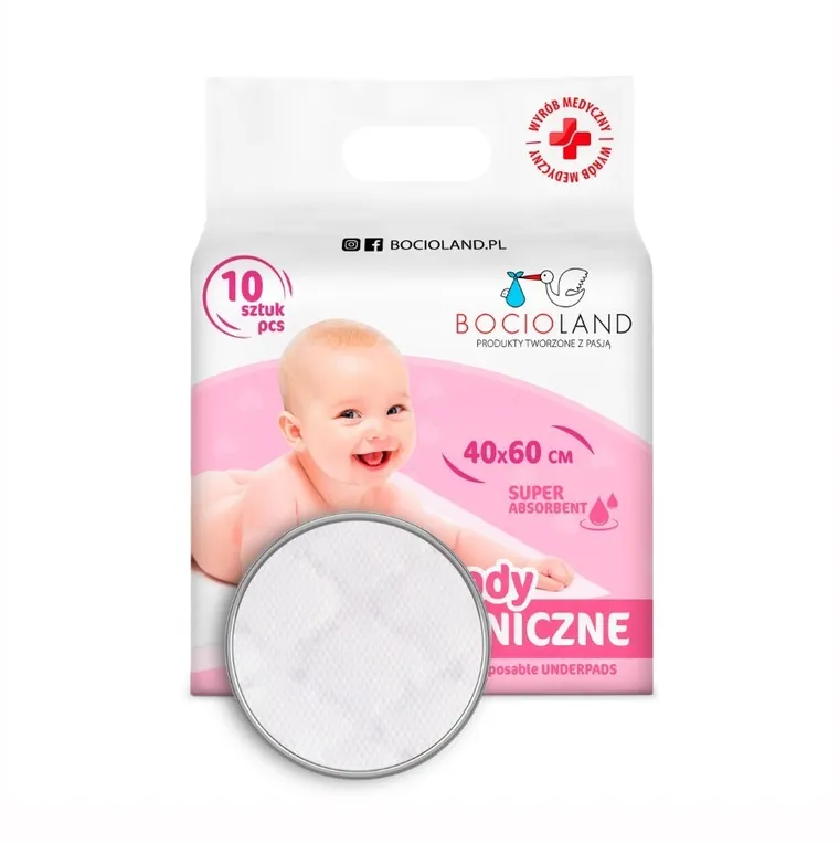 Bocioland, podkład higieniczny samoprzylepny, superchłonny, 40-60 cm, 30 szt.