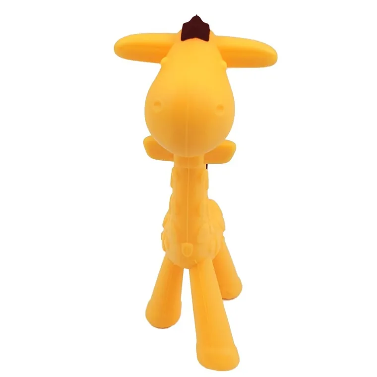 Bocioland, Żyrafa, gryzak silikonowy z wypustkami, żółto-brązowy