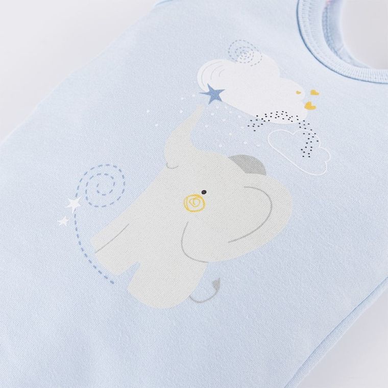 Body chłopięce bez rękawów, niebieskie, słonik, Eevi