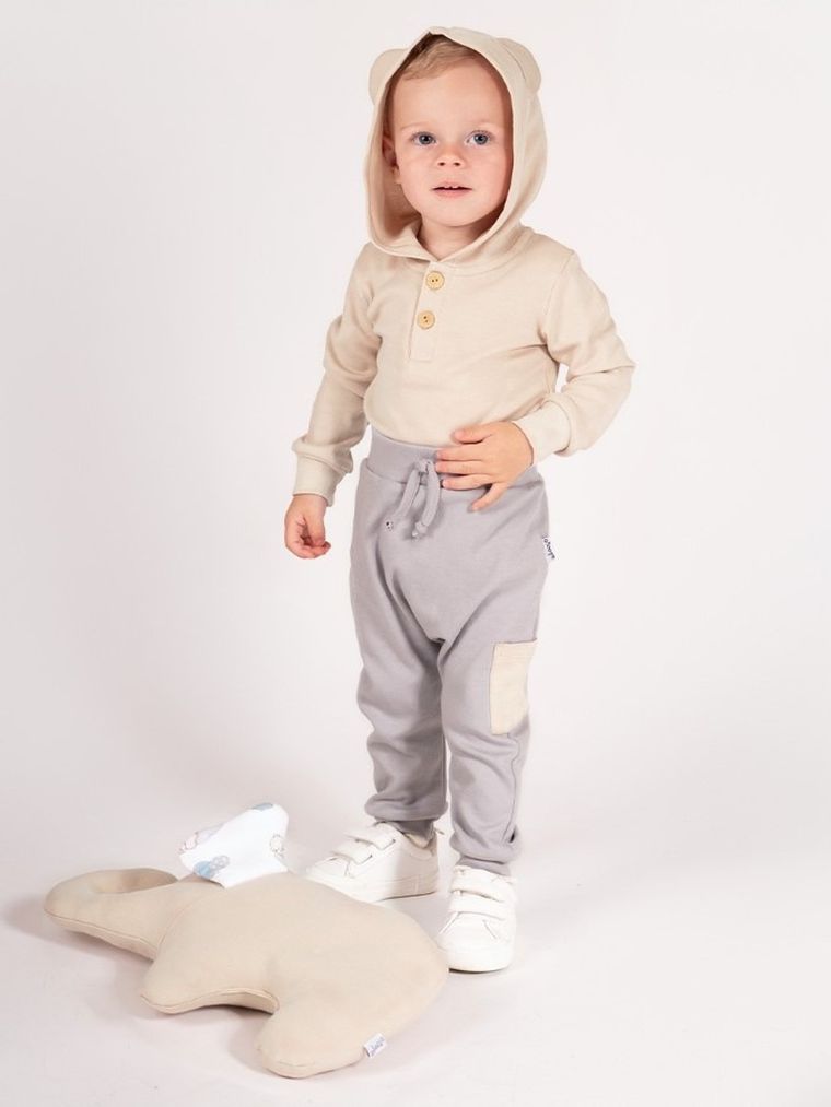 Body chłopięce z długim rękawem, beżowe, Nicol