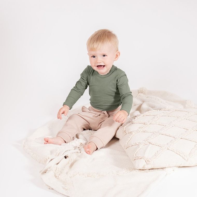 Body chłopięce z długim rękawem, khaki, Nicol