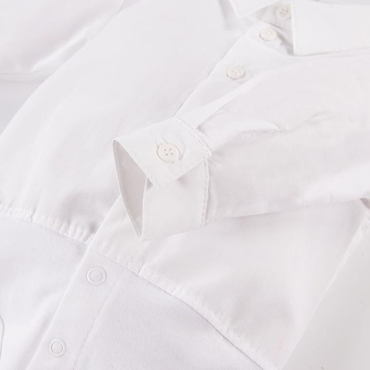 Body chłopięce z długim rękawem, koszulowe, białe, Eevi