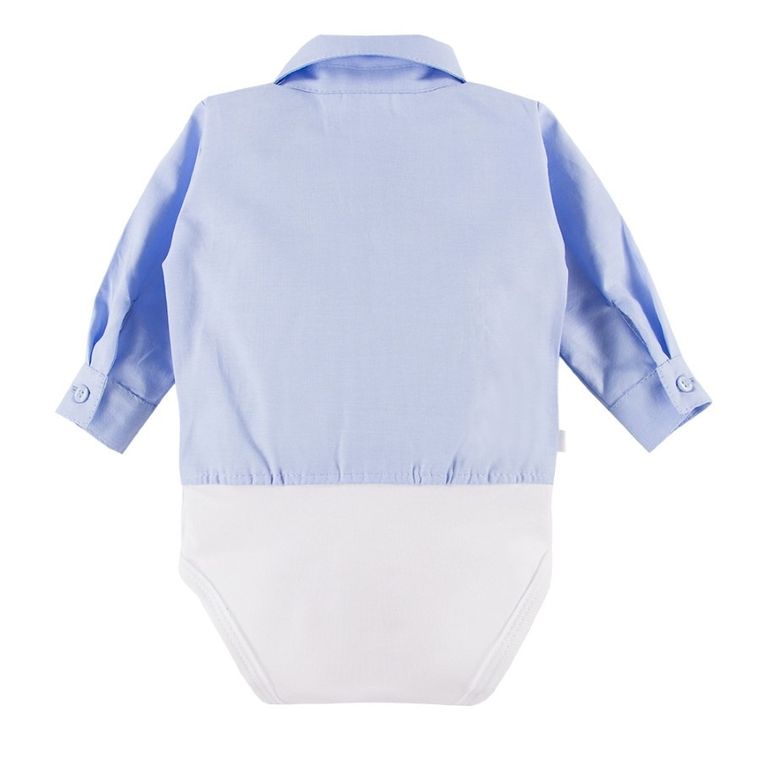 Body chłopięce z długim rękawem, koszulowe, niebieskie, Eevi