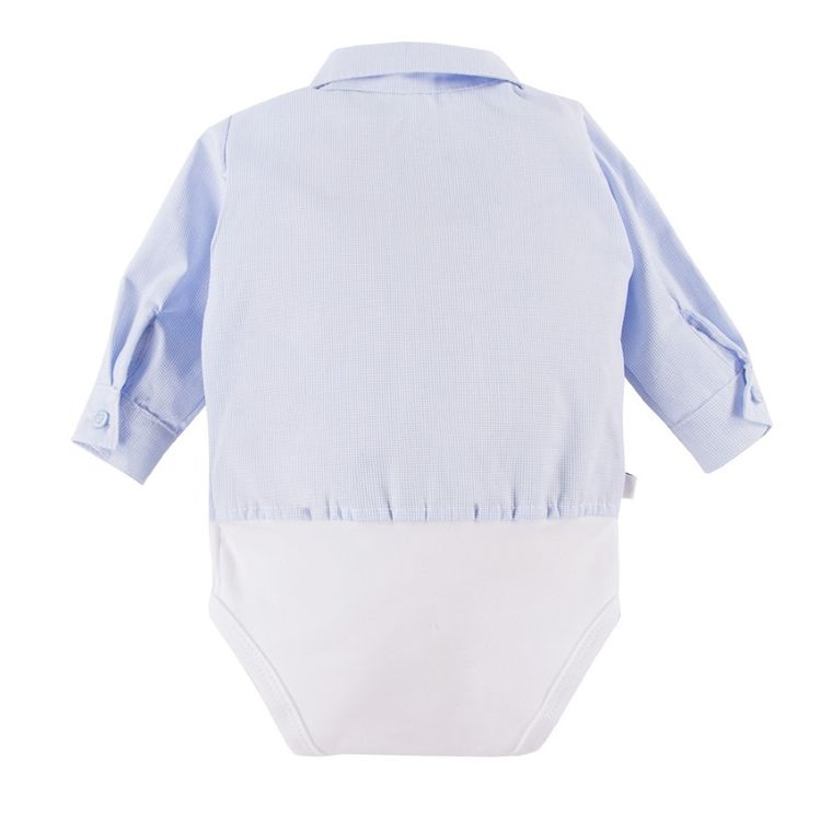 Body chłopięce z długim rękawem, koszulowe, niebieskie, Eevi