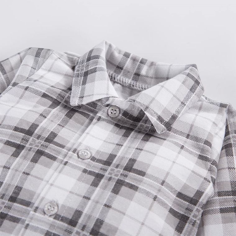 Body chłopięce z długim rękawem, koszulowe, szare, Eevi