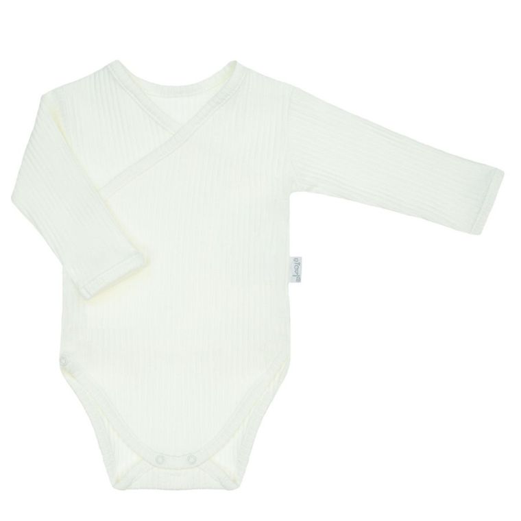 Body chłopięce z długim rękawem, prążkowane, ecru, Nicol