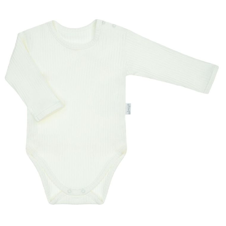 Body chłopięce z długim rękawem, prążkowane, ecru, Nicol